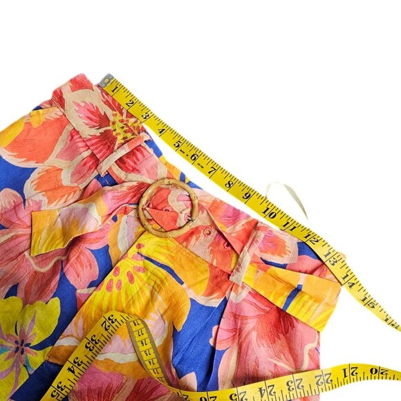 Farm Rio x Anthropologie Linen Blend Belted Floral Bermuda Shorts, Relaxed,Small - Picture 5 of 11